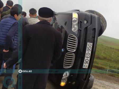 Bakı-Şamaxı yolunda ağır qəza: BMW aşdı - YENİLƏNİB + FOTO