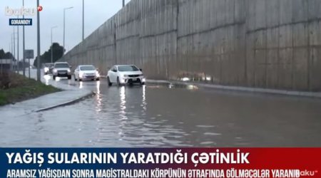 Yağış suları Goranboyda çətinlik yaradıb